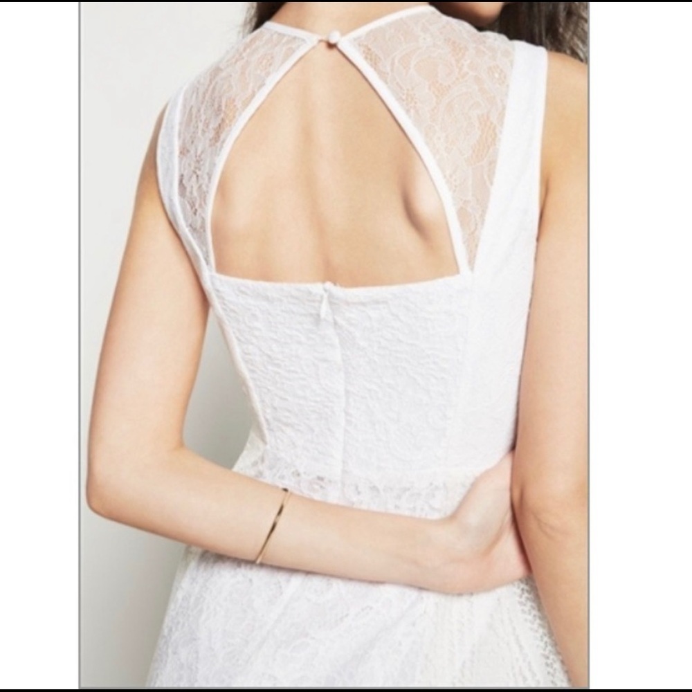 BCBGeneration Lace Fit Flare Sleeveless Backless Mini Dress White Cream 2 - Picture 2 of 12